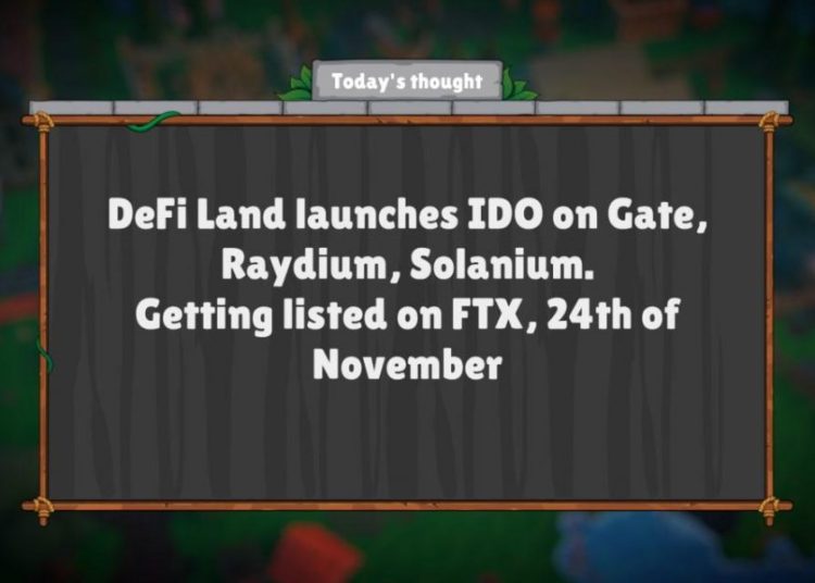 Play-to-Earn Game DeFi Land Successfully Closes IDO, Prepares for Listing on FTX and Raydium
