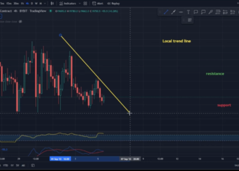Bitcoin (BTC) to USDT chart over the 4 hour timeframe…