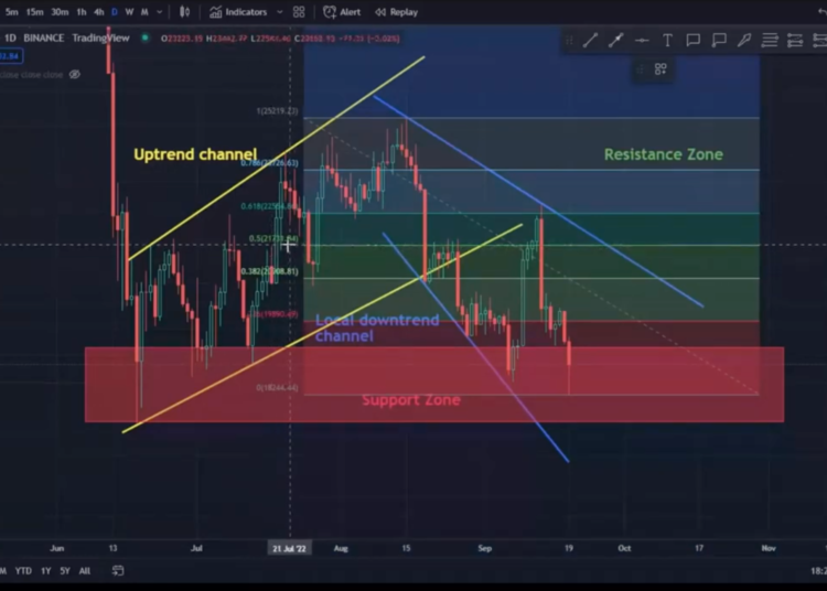 Bitcoin (BTC) to USDT chart over the course of 1…
