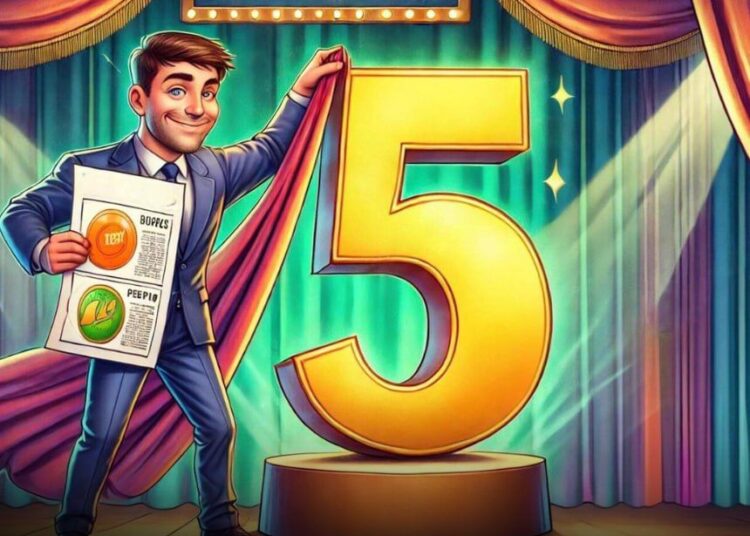 Top 5 Memecoins by Market Cap: $DOGE, $SHIB, $PEPE, $WIF and $FLOKI