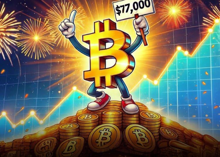 Bitcoin ($BTC) hits $77,000 as record inflows recorded by U.S. Spot Bitcoin ETFs