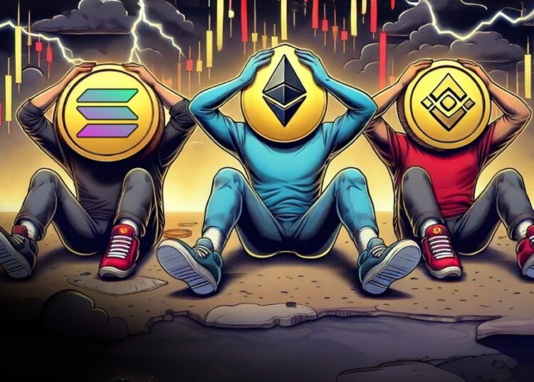 Major altcoins $ETH, $SOL, and $BNB on the way down. Where could the bounces happen?