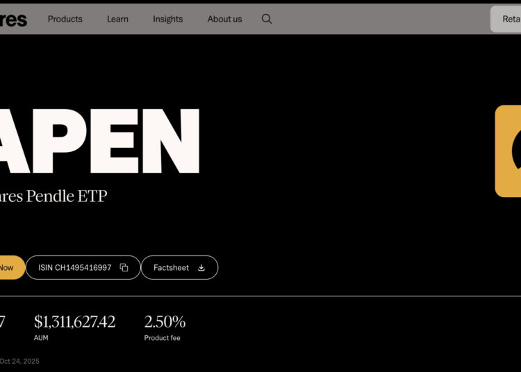 21shares Launches a Pendle ETP on SIX Swiss Exchange Indicating Growing Institutional Recognition for Pendle